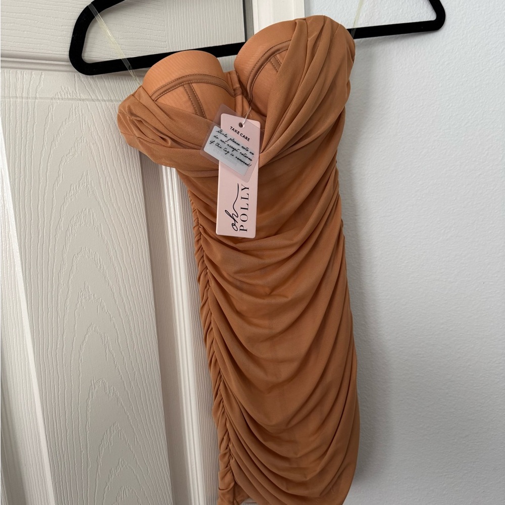 Oh Polly Strapless Tan Dress Forever Fantasy